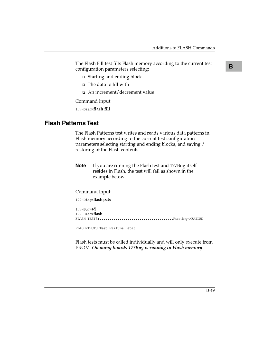 Motorola MVME177 manual Flash Patterns Test, Diagflash fill 