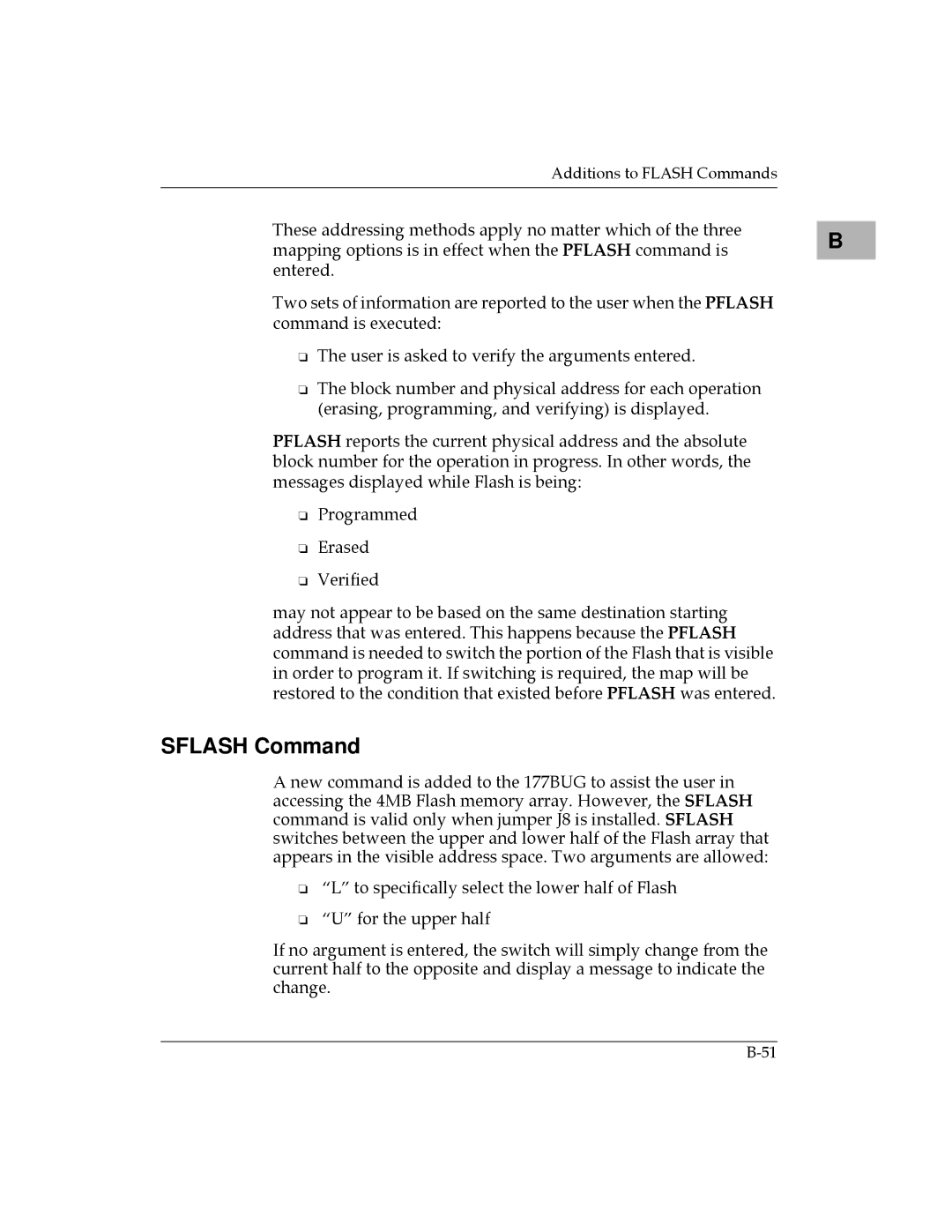 Motorola MVME177 manual Sflash Command 