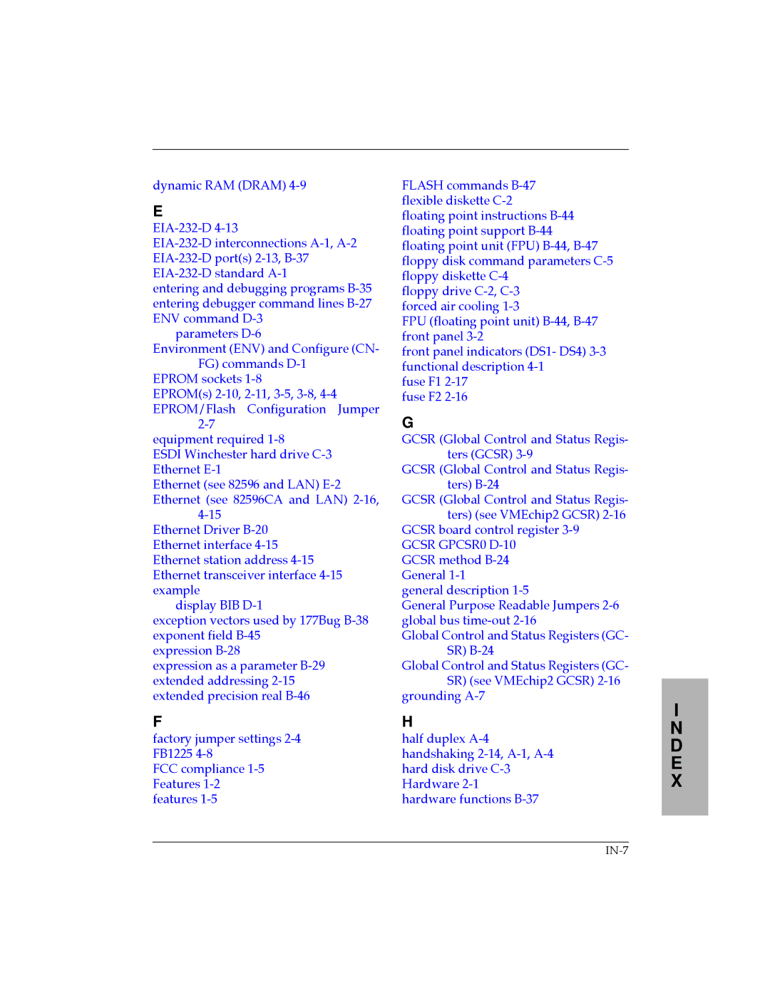 Motorola MVME177 manual IN-7 