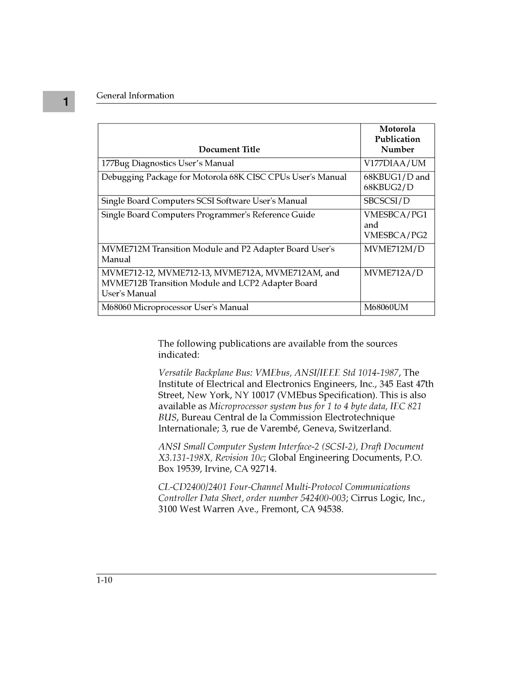 Motorola MVME177 manual Motorola, Document Title Number 