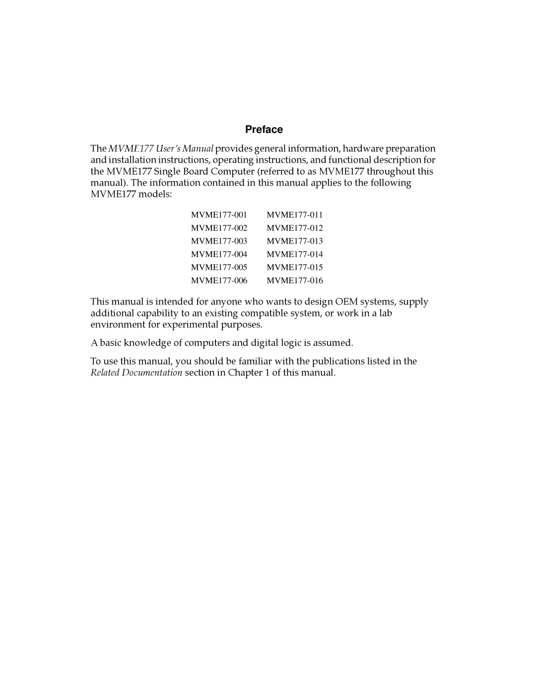 Motorola MVME177 manual Preface 