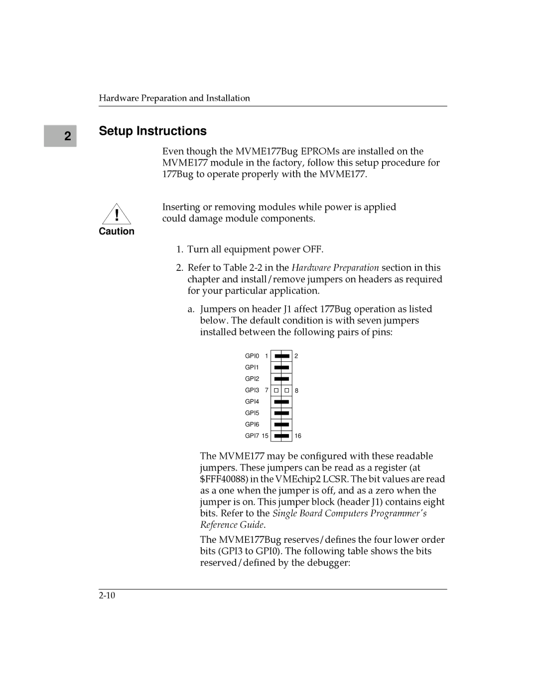 Motorola MVME177 manual Setup Instructions 