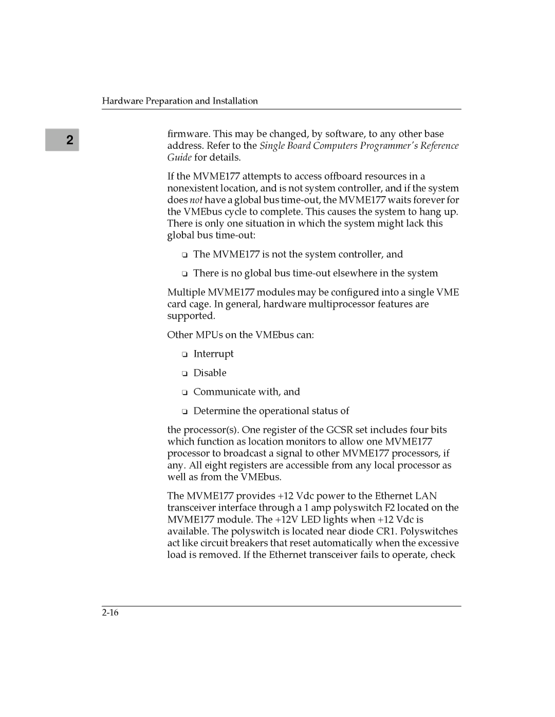 Motorola MVME177 manual Hardware Preparation and Installation 