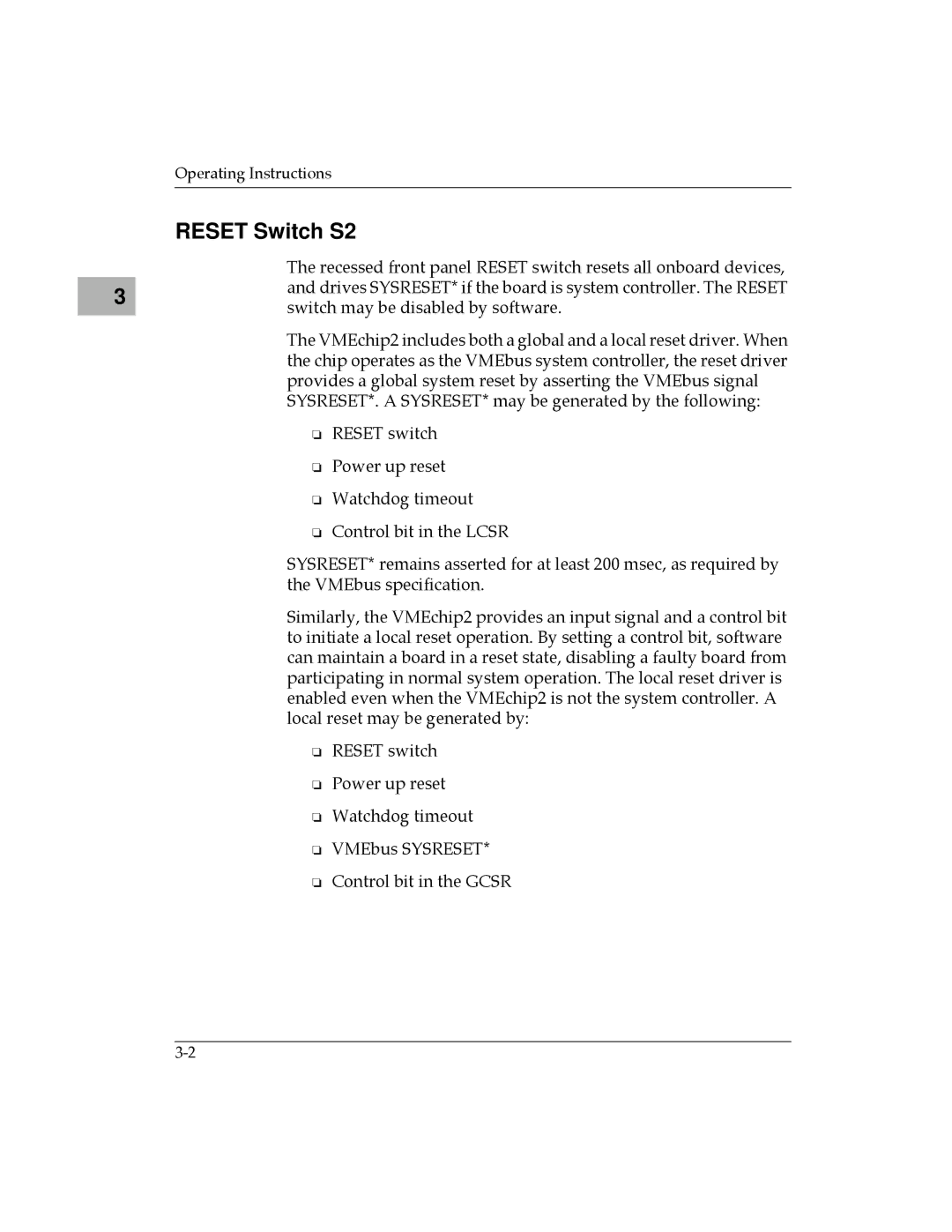 Motorola MVME177 manual Reset Switch S2 