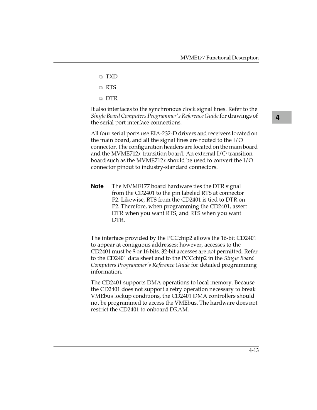 Motorola MVME177 manual Txd Rts Dtr 