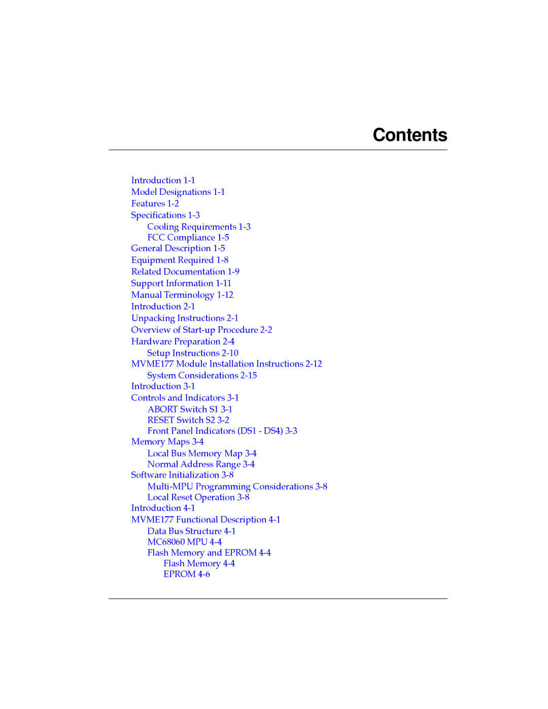 Motorola MVME177 manual Contents 