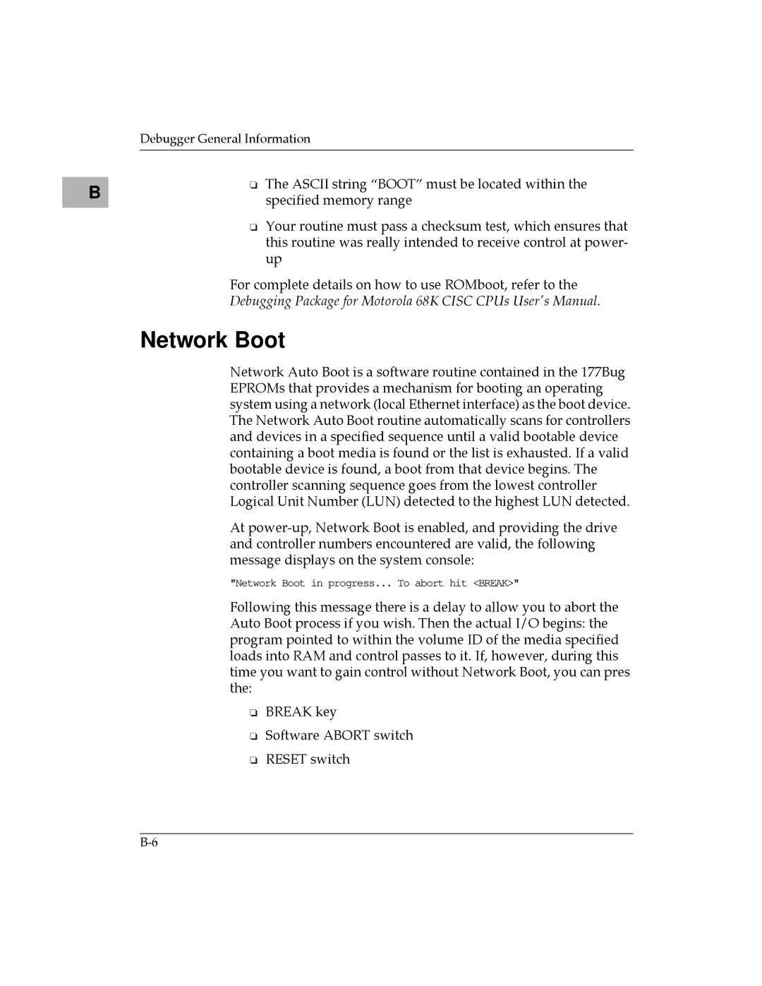 Motorola MVME177 manual Network Boot 