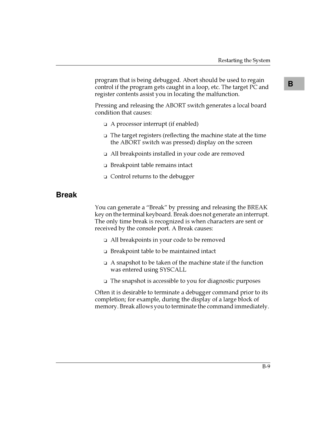 Motorola MVME177 manual Break 