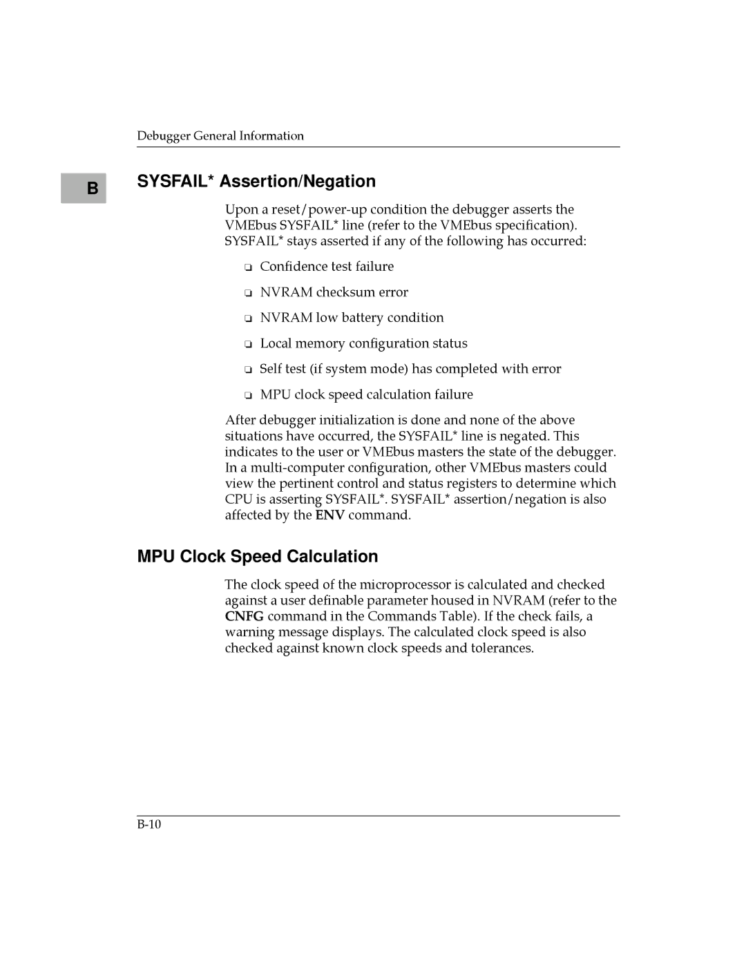 Motorola MVME177 manual SYSFAIL* Assertion/Negation, MPU Clock Speed Calculation 