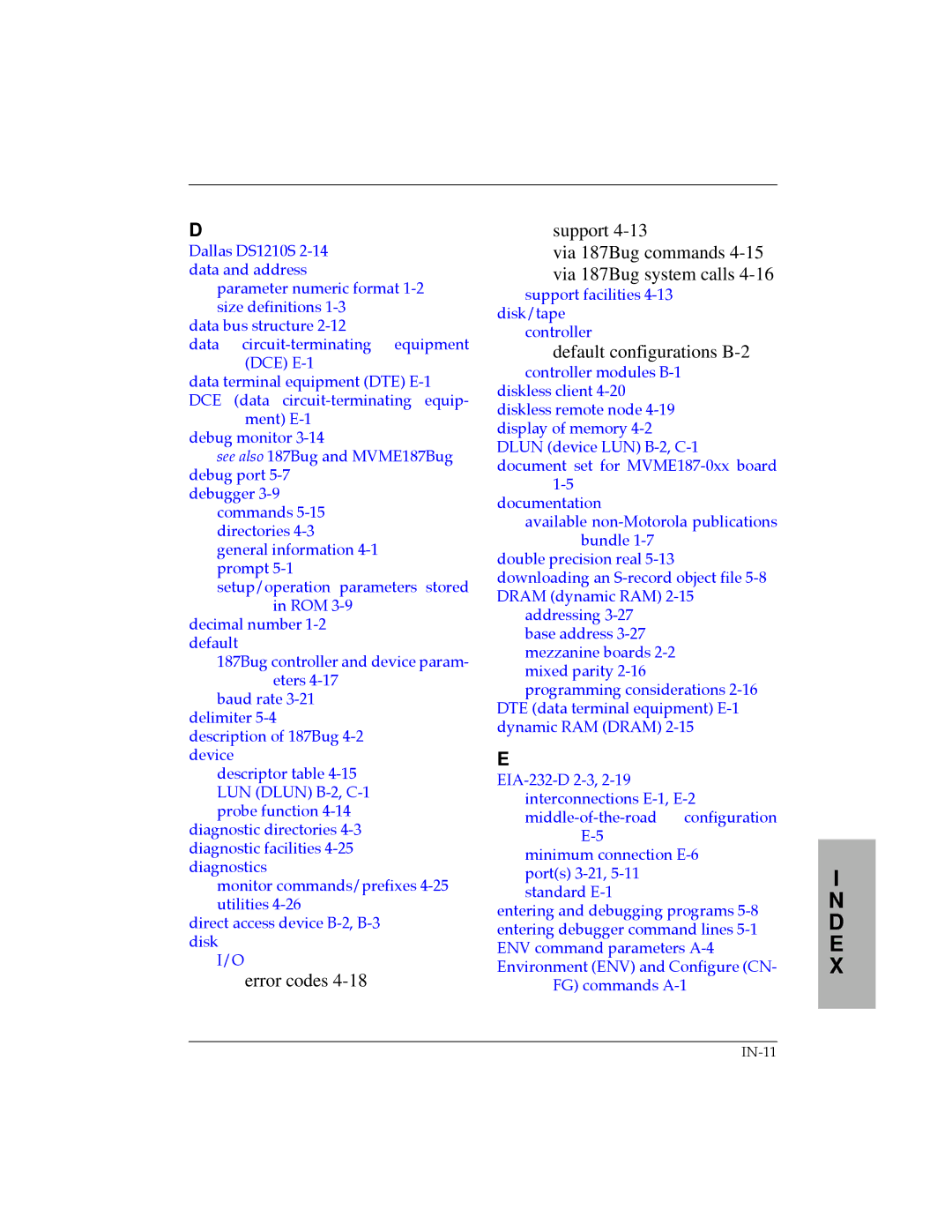 Motorola MVME187 manual Default configurations B-2 