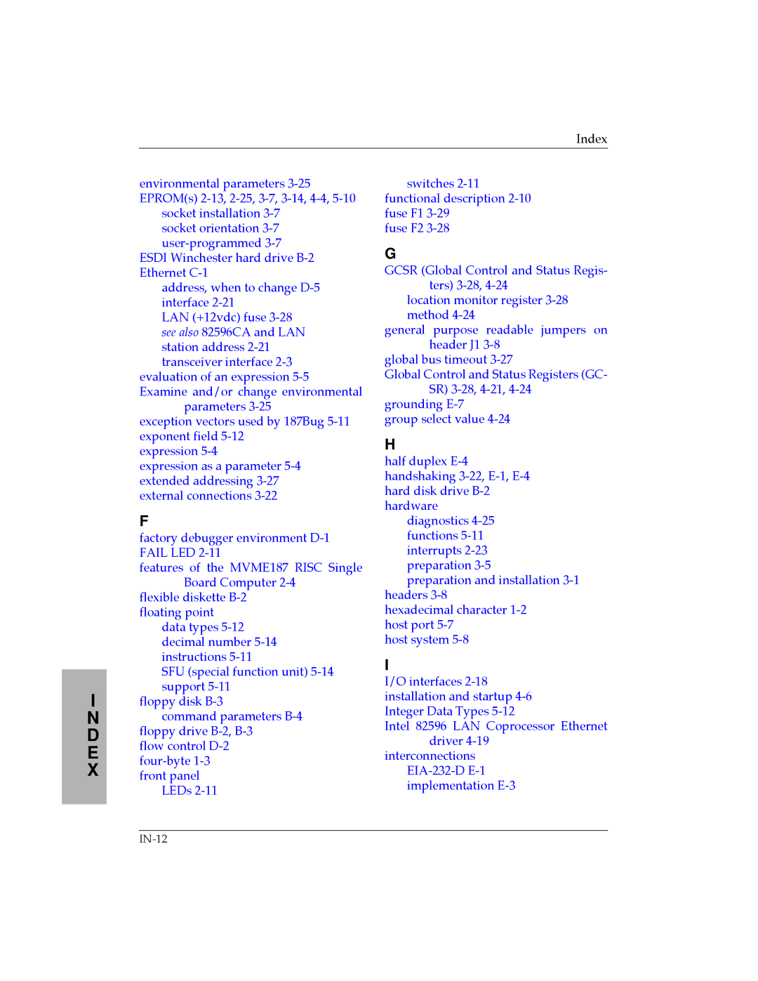 Motorola MVME187 manual IN-12 