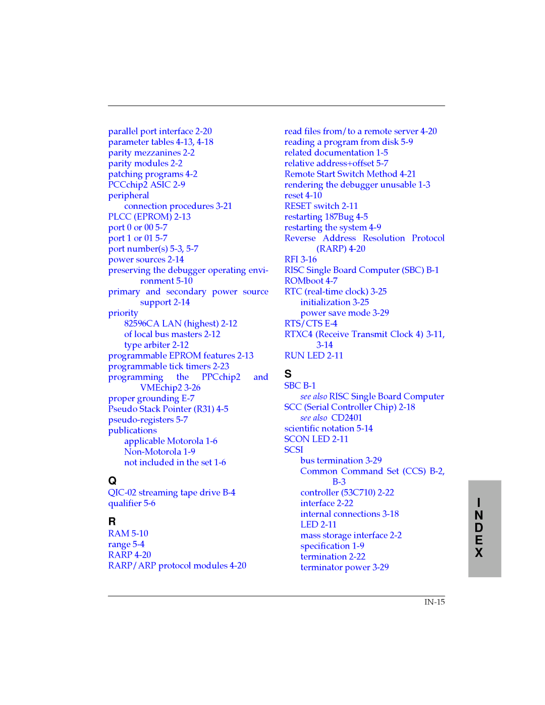 Motorola MVME187 manual See also CD2401 scientific notation 5-14 Scon LED 