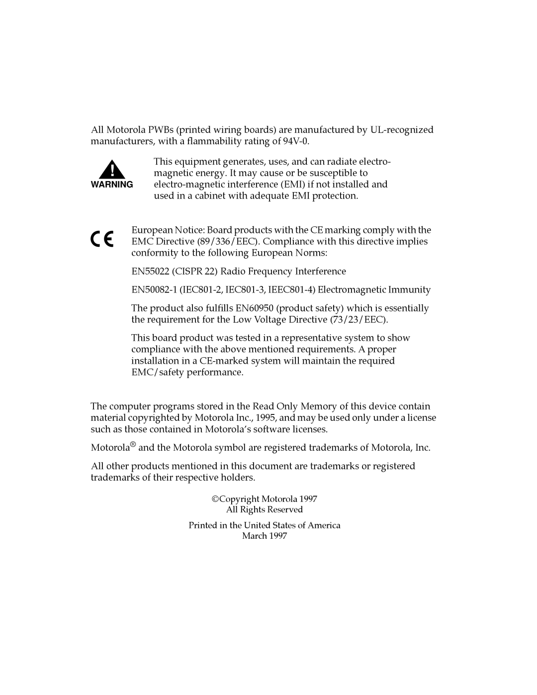 Motorola MVME187 manual Copyright Motorola All Rights Reserved March 