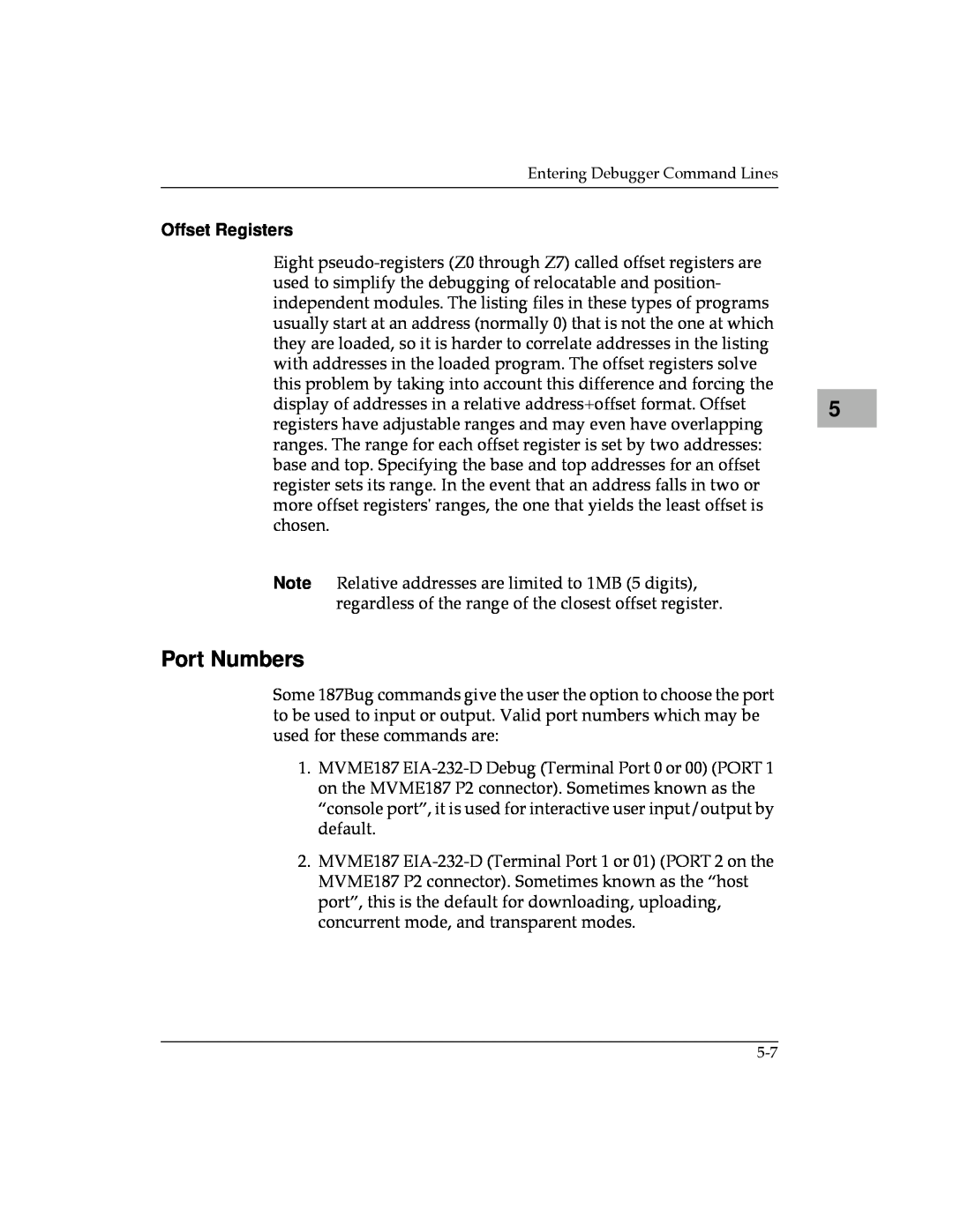 Motorola MVME187 manual Port Numbers, Offset Registers 