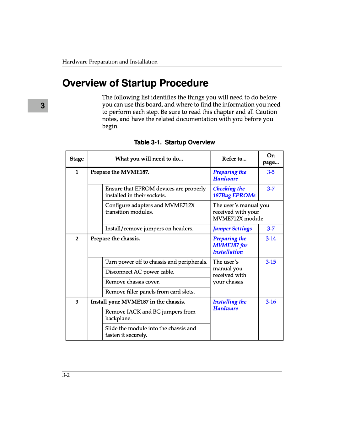 Motorola MVME187 manual Overview of Startup Procedure, 1. Startup Overview 