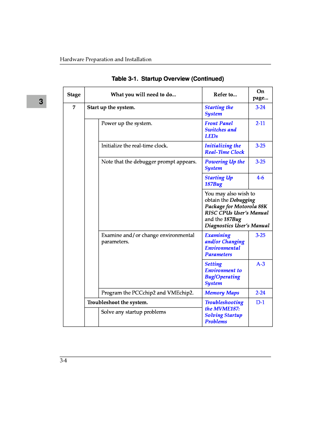 Motorola MVME187 manual 1. Startup Overview Continued, page, obtain the Debugging 