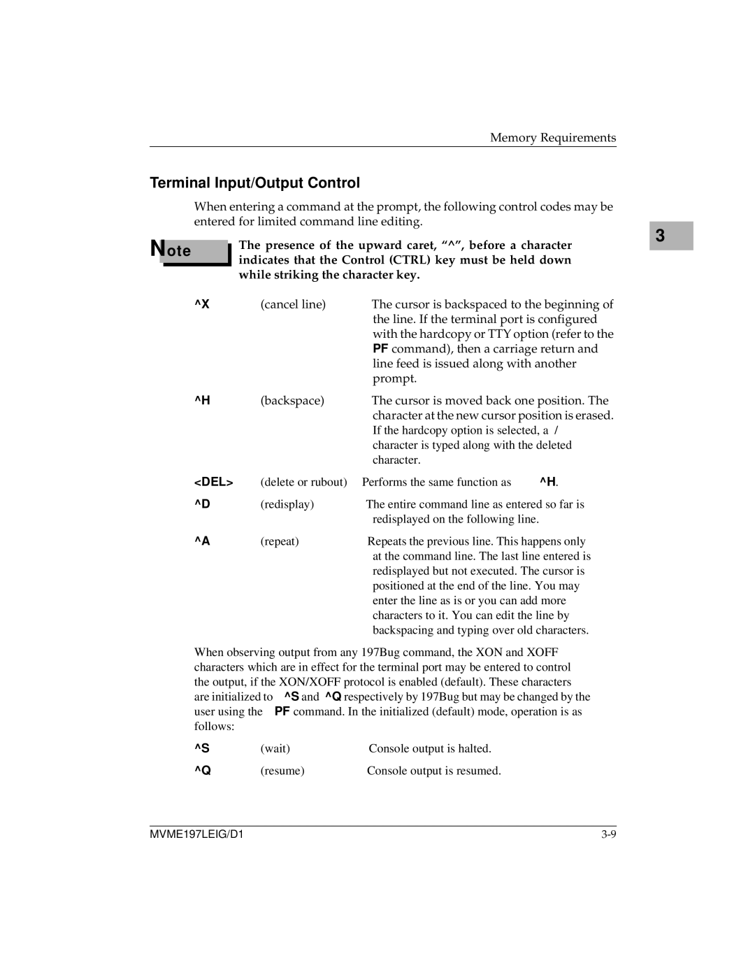 Motorola MVME197LE manual Terminal Input/Output Control, Del 