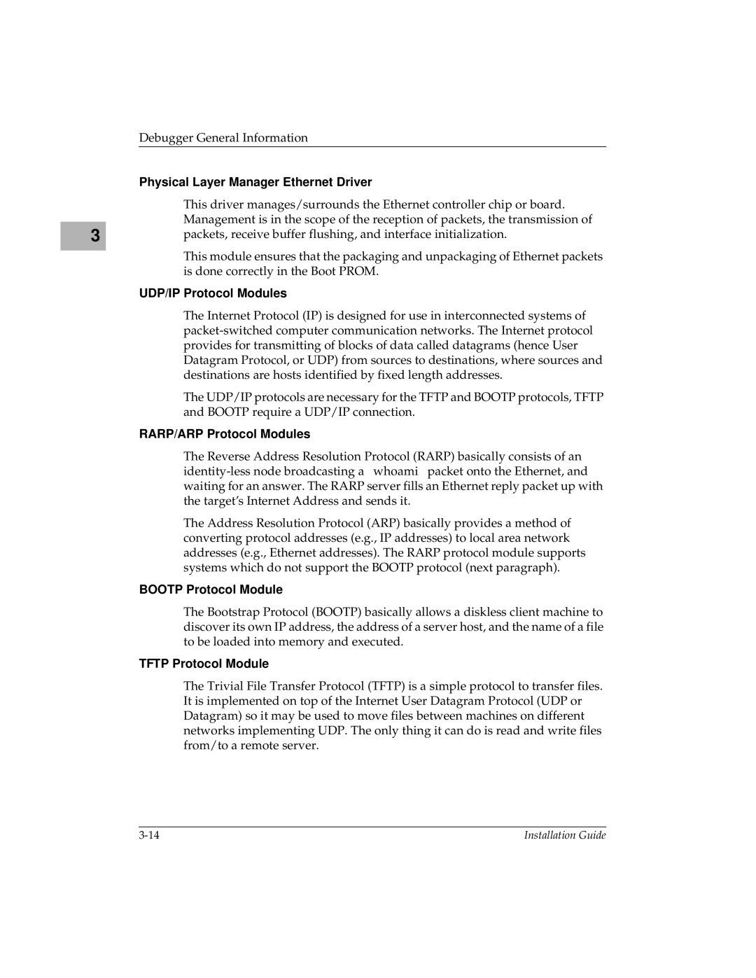 Motorola MVME197LE manual Physical Layer Manager Ethernet Driver, UDP/IP Protocol Modules, RARP/ARP Protocol Modules 