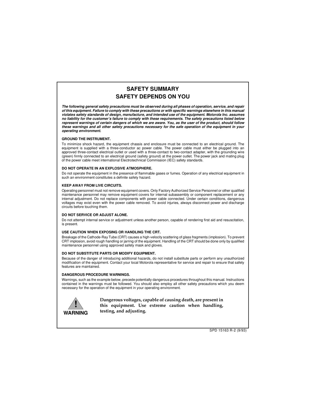 Motorola MVME197LE manual Safety Summary Safety Depends on YOU 