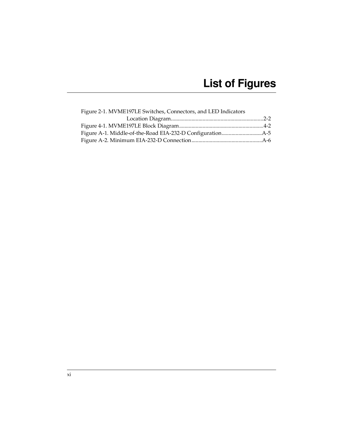 Motorola MVME197LE user manual List of Figures 