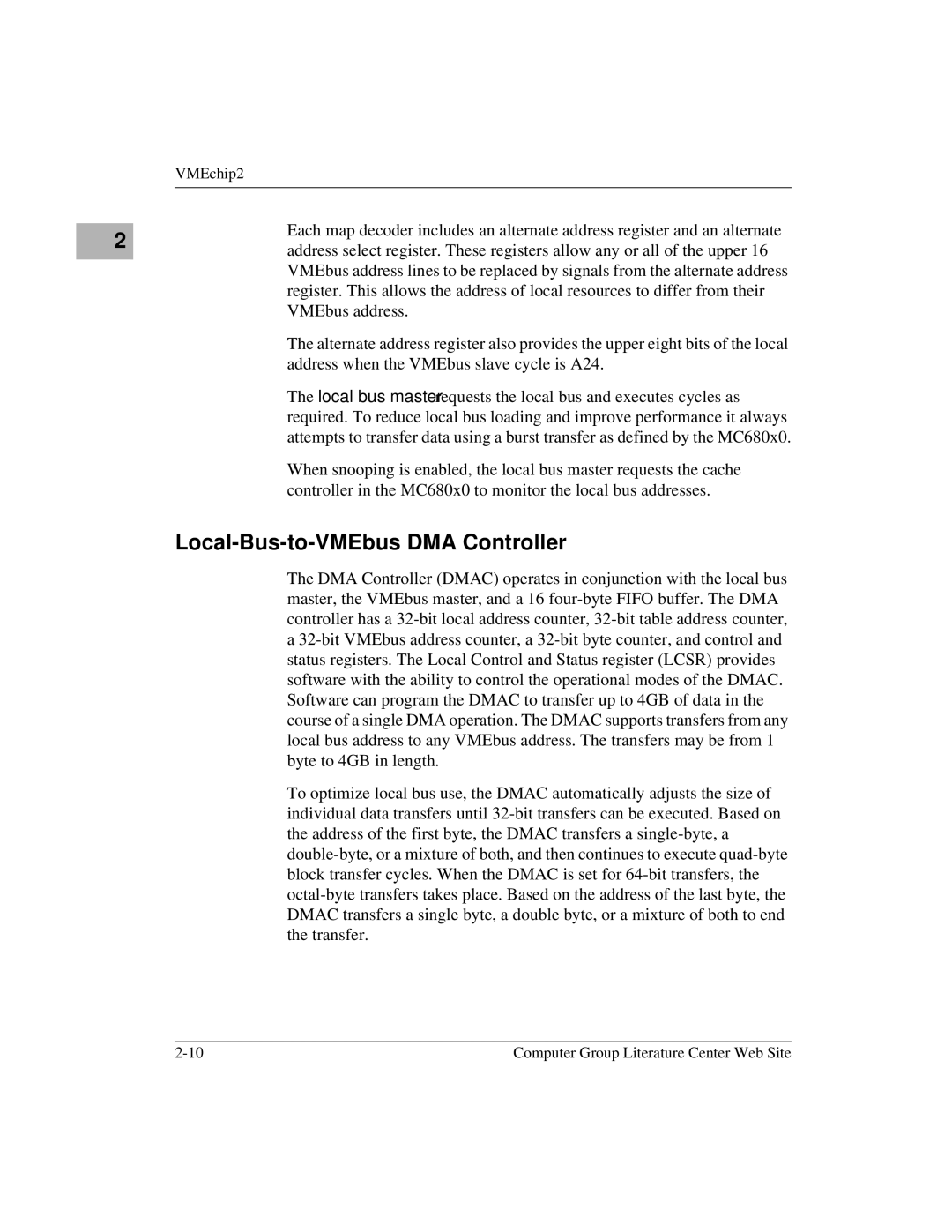 Motorola MVME1X7P manual Local-Bus-to-VMEbus DMA Controller 