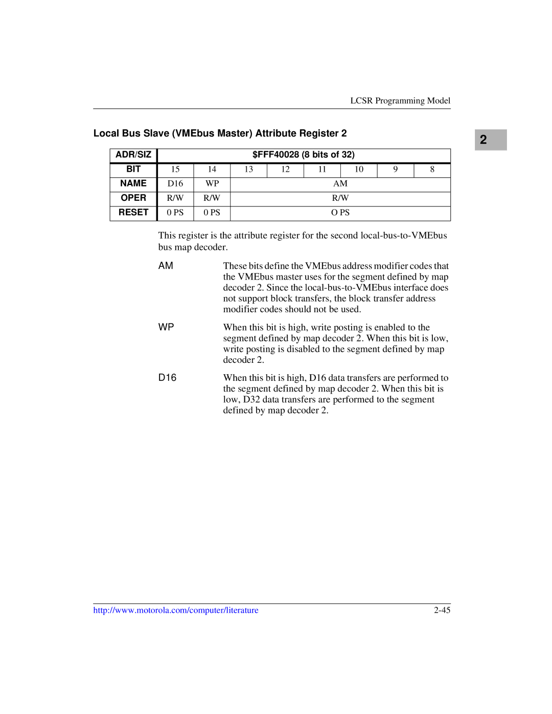 Motorola MVME1X7P manual Decoder 2. Since the local-bus-to-VMEbus interface does 