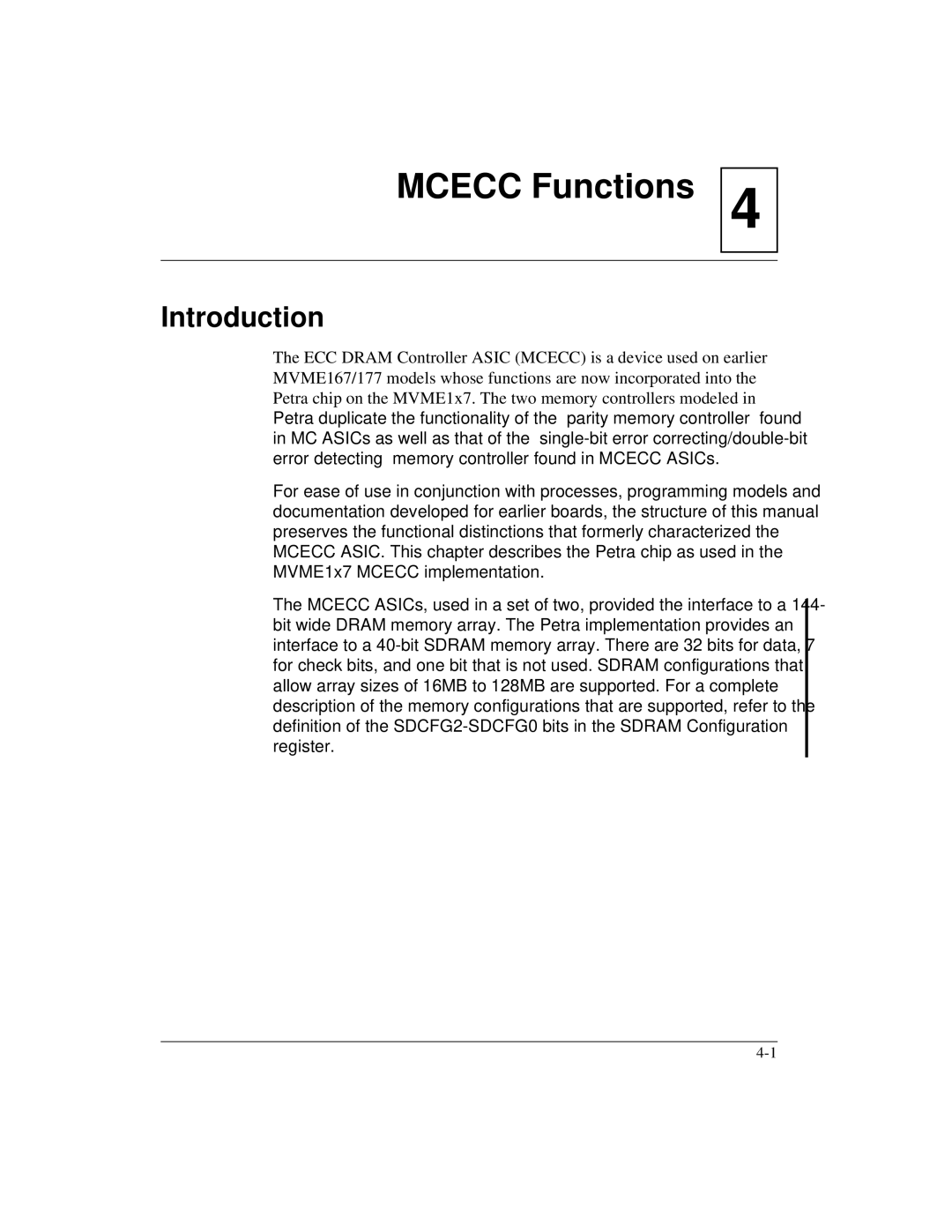 Motorola MVME1X7P manual Mcecc Functions 