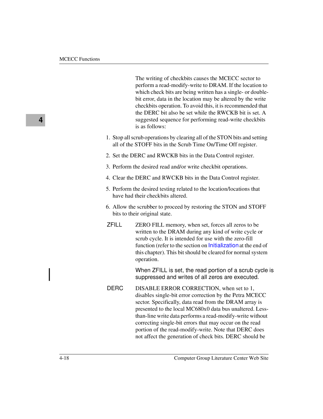 Motorola MVME1X7P manual Mcecc Functions 