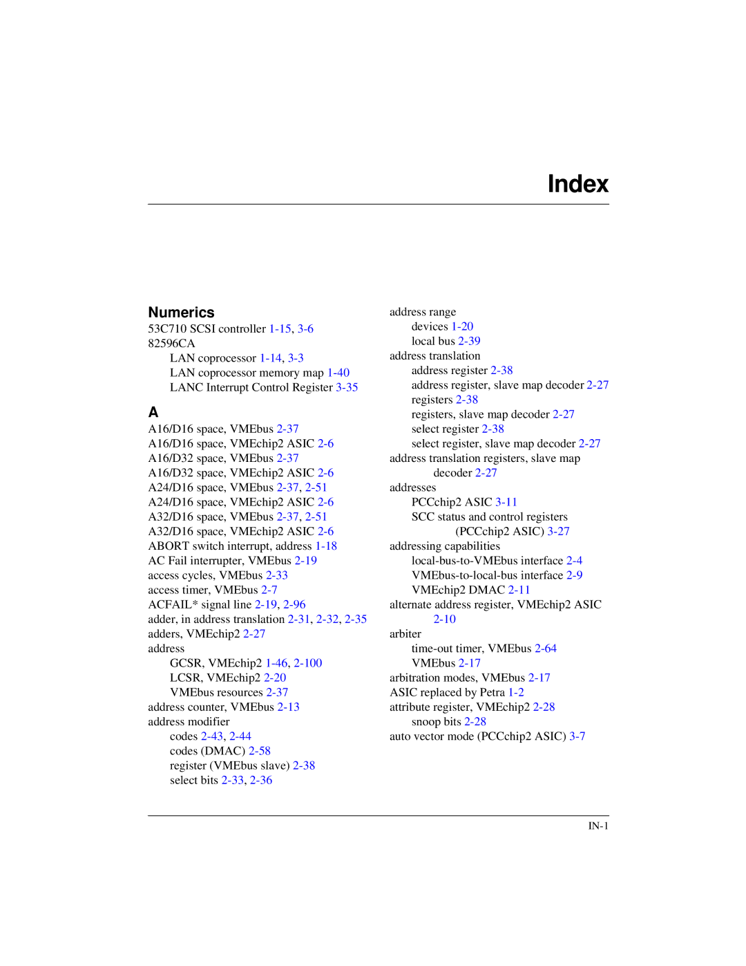 Motorola MVME1X7P manual Index 