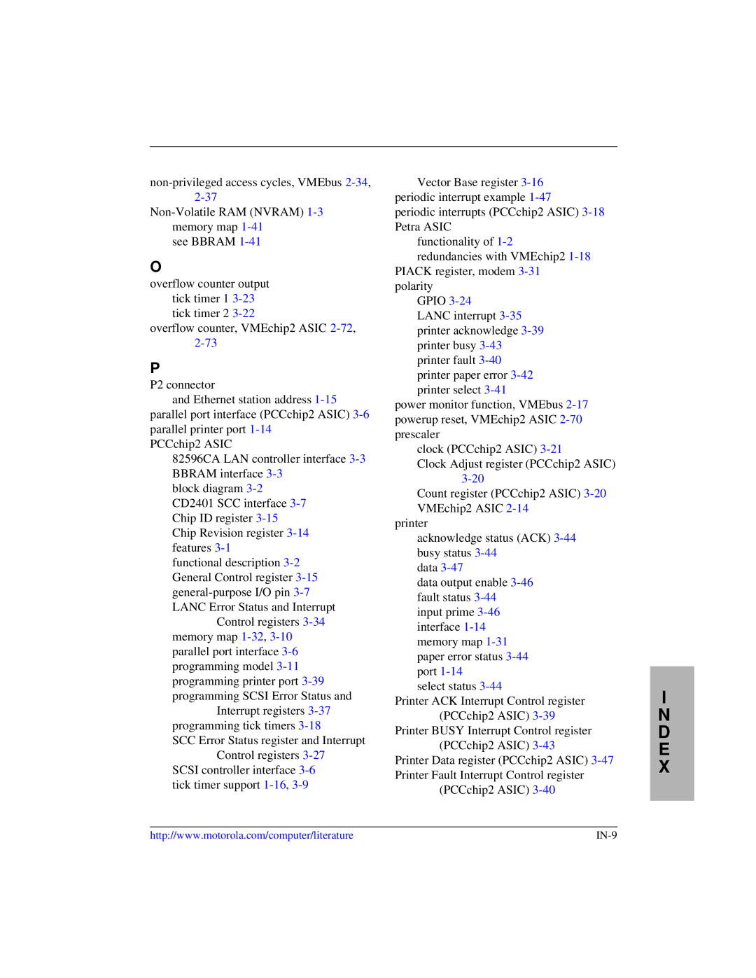 Motorola MVME1X7P manual IN-9 