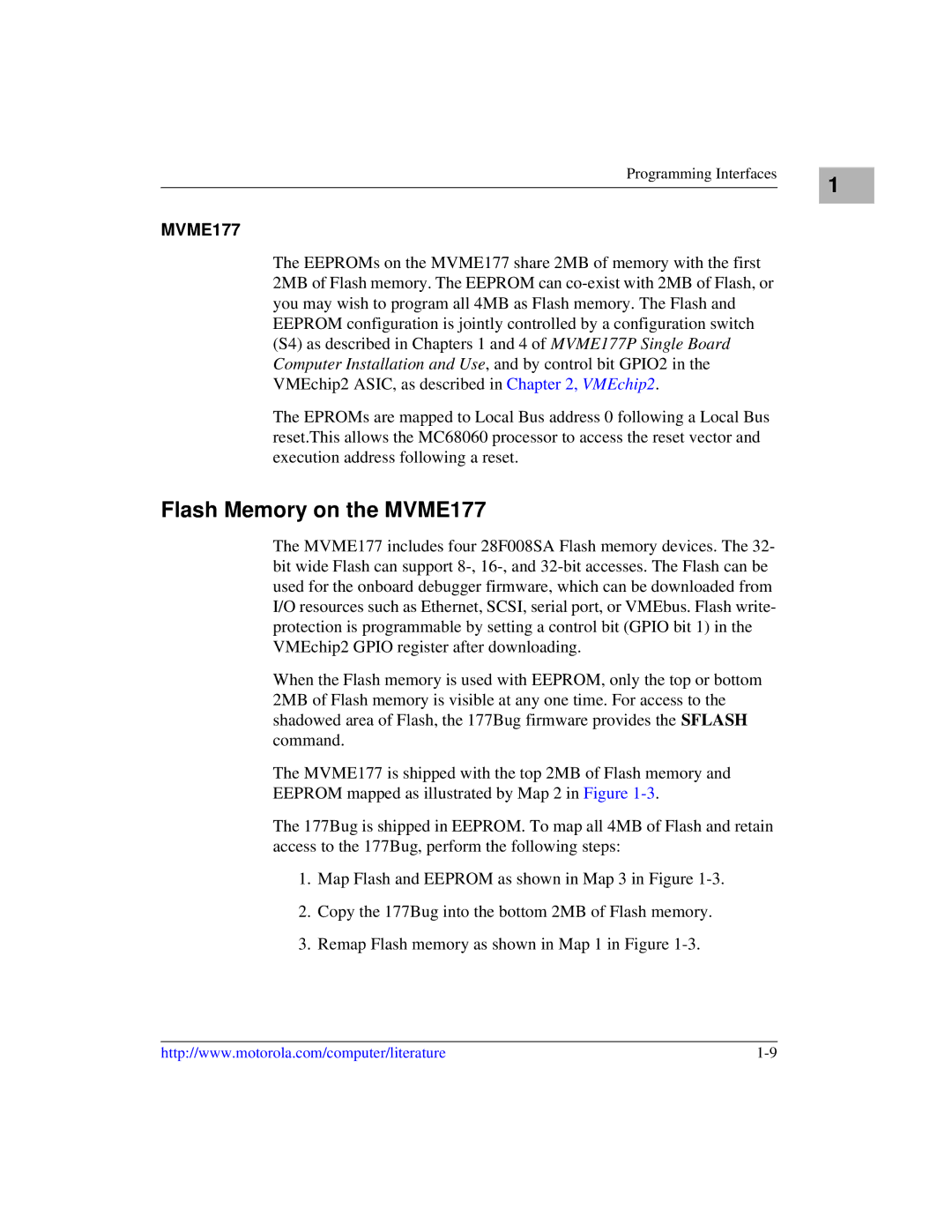 Motorola MVME1X7P manual Flash Memory on the MVME177 