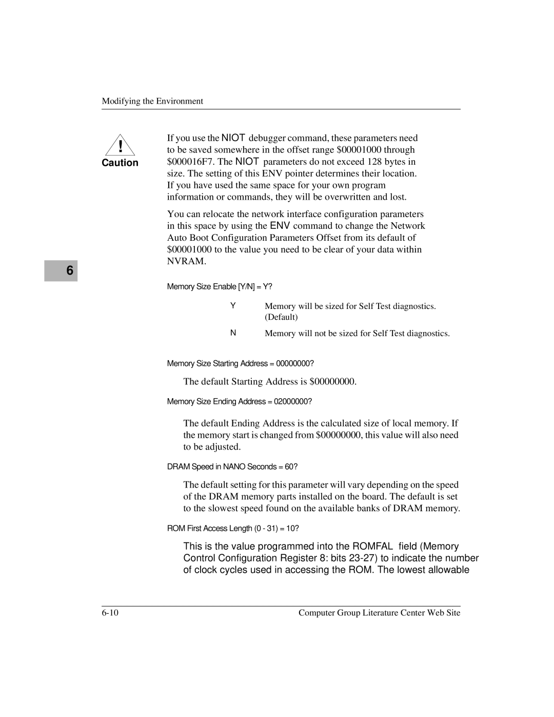 Motorola MVME2400 manual Nvram 