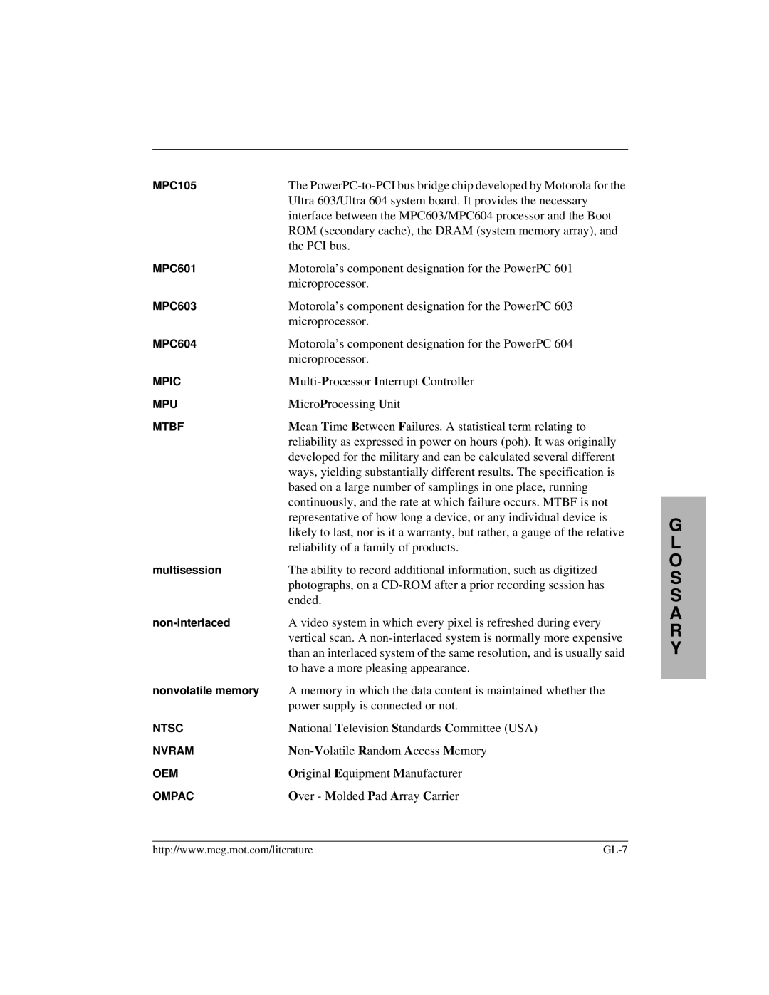 Motorola MVME2400 manual Ultra 603/Ultra 604 system board. It provides the necessary 