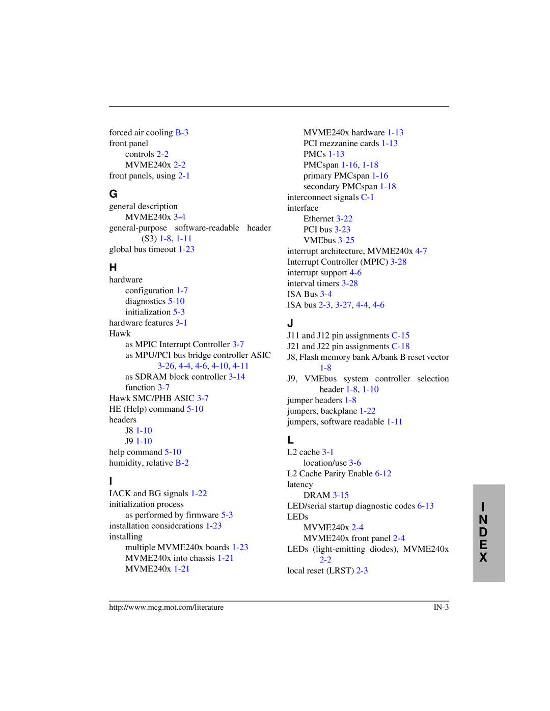 Motorola MVME2400 manual IN-3 