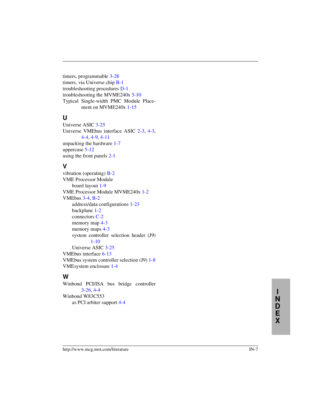 Motorola MVME2400 manual IN-7 