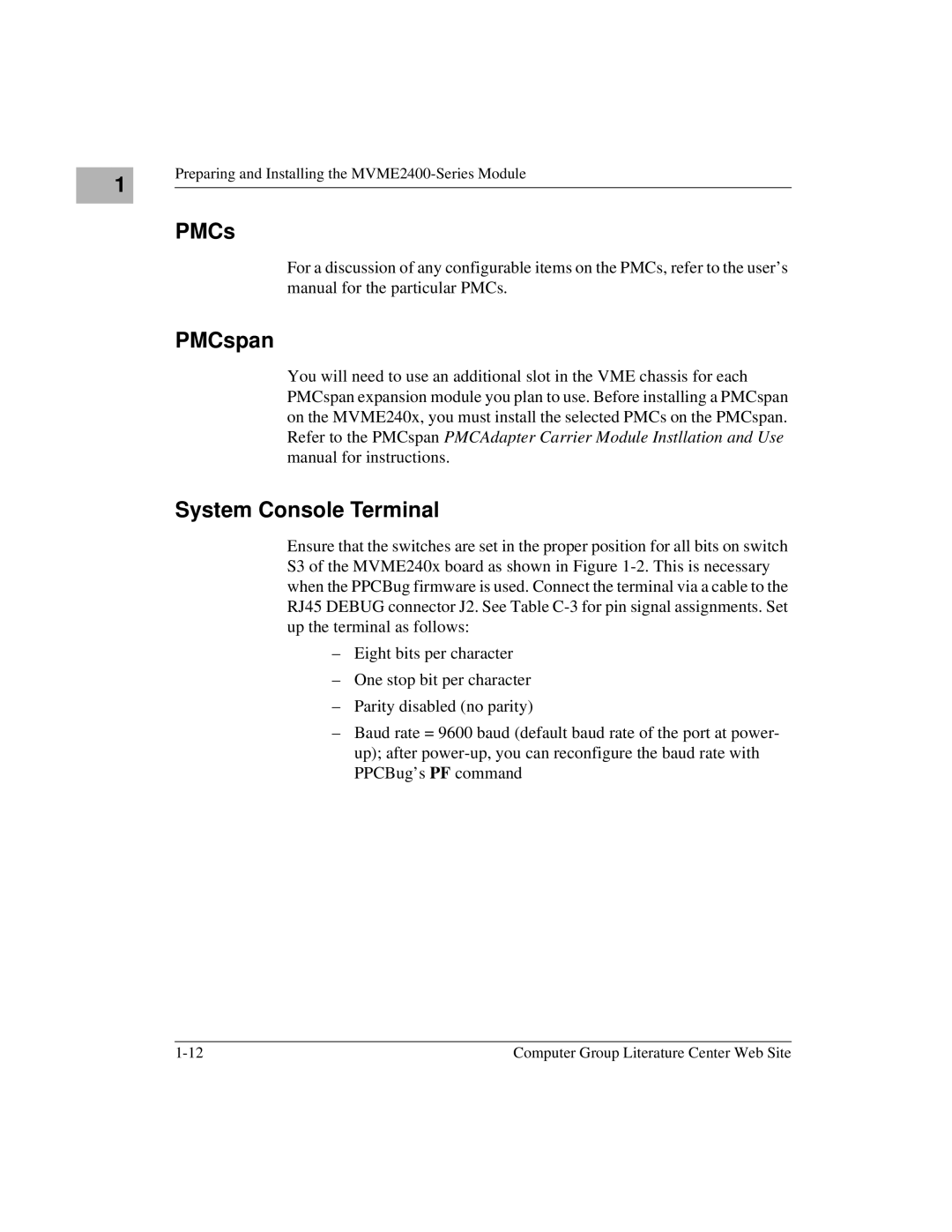 Motorola MVME2400 manual PMCspan 