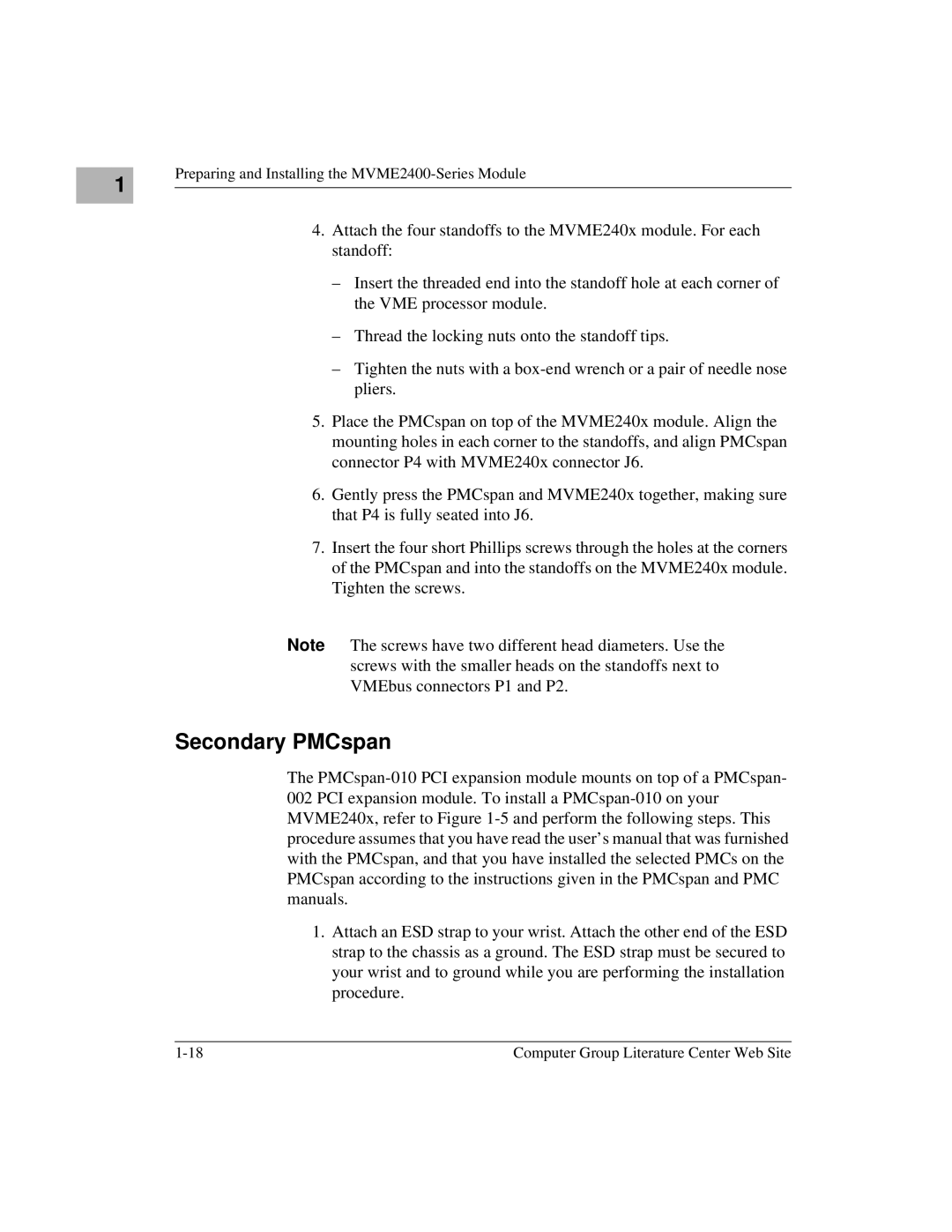 Motorola MVME2400 manual Secondary PMCspan 