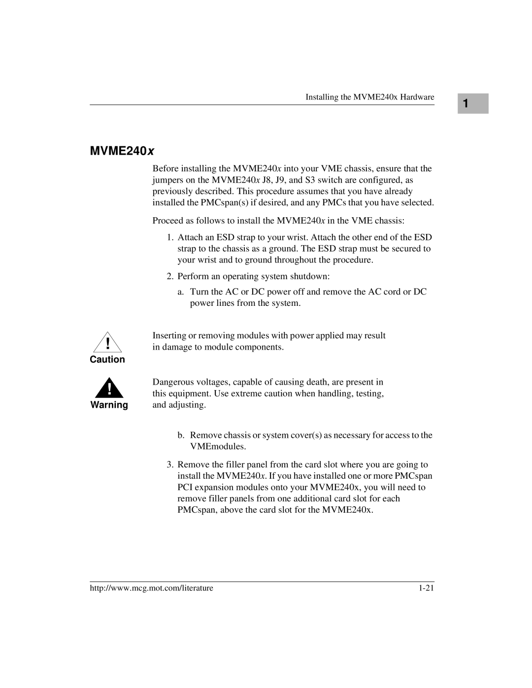 Motorola MVME2400 manual MVME240x 