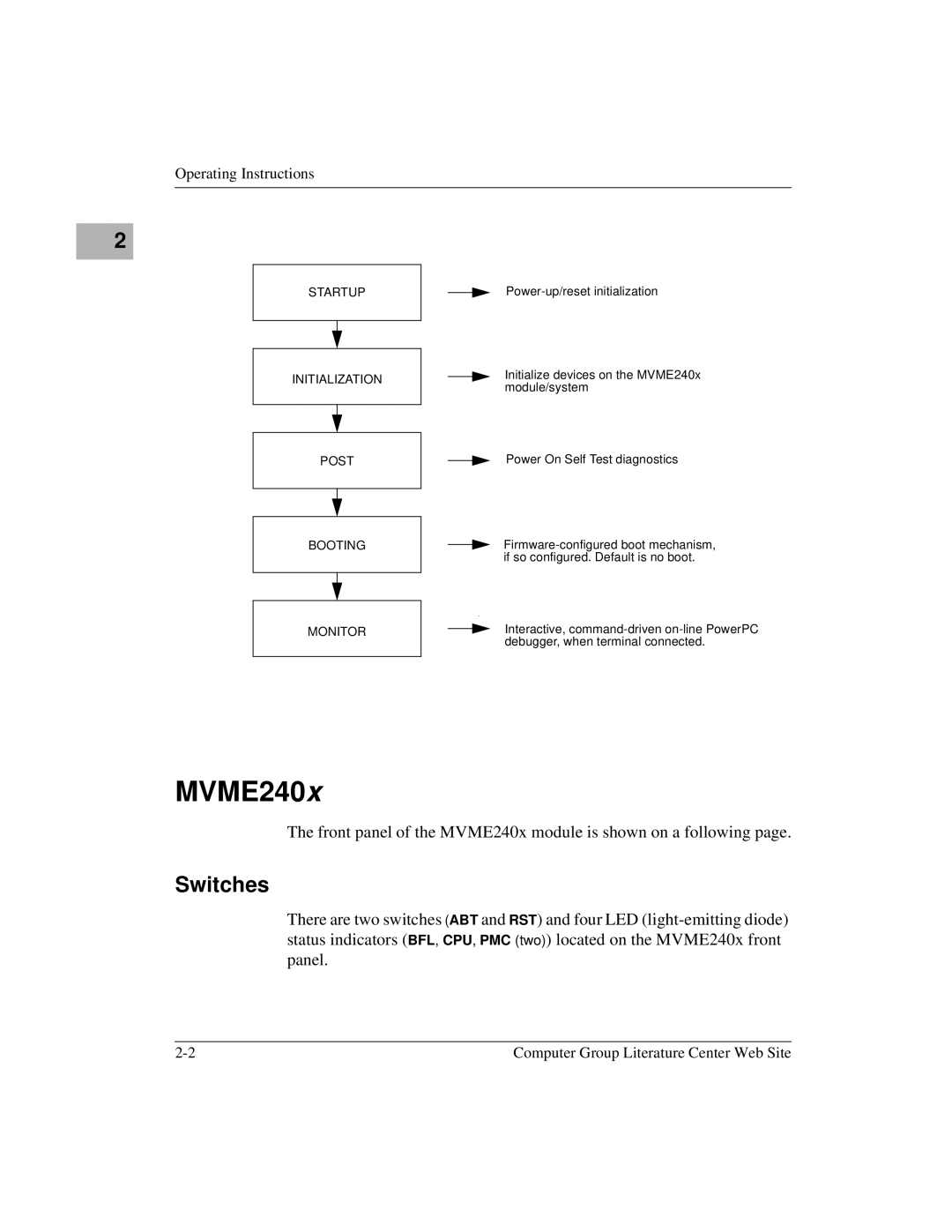 Motorola MVME2400 manual MVME240x, Switches 