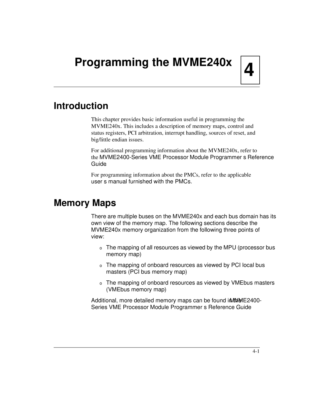 Motorola MVME2400 manual Programming the MVME240x, Memory Maps 