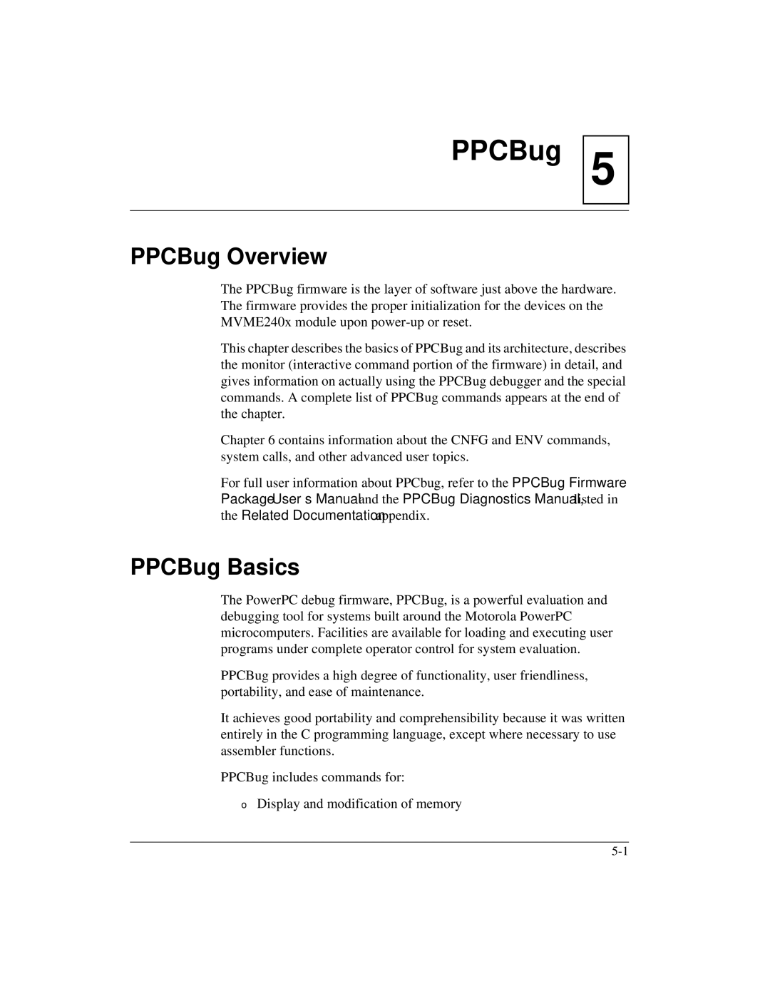 Motorola MVME2400 manual PPCBug Overview, PPCBug Basics 