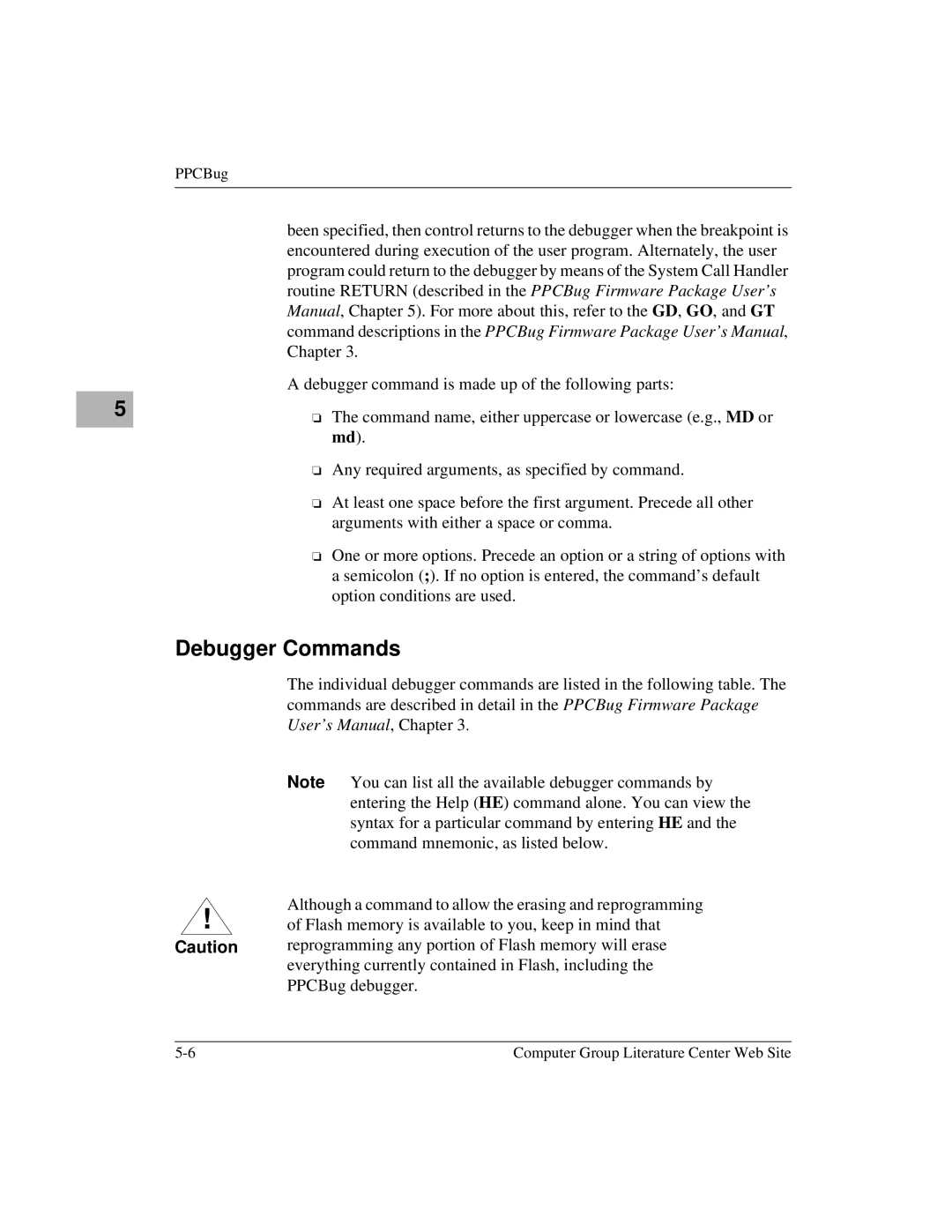 Motorola MVME2400 manual Debugger Commands 