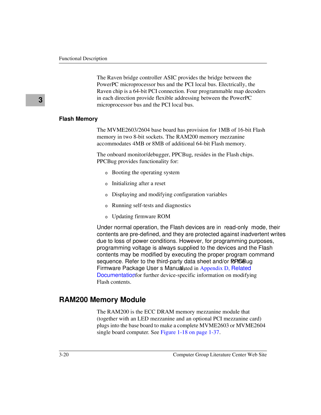 Motorola MVME2600 manual RAM200 Memory Module, Flash Memory 