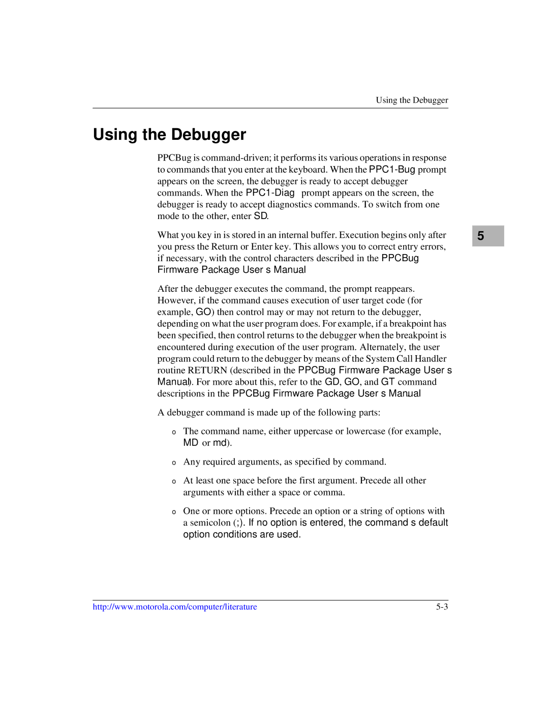 Motorola MVME2600 manual Using the Debugger 