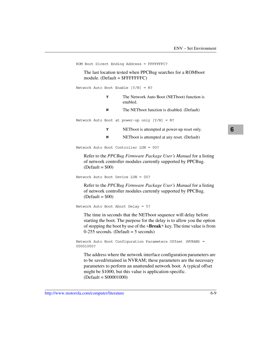 Motorola MVME2600 manual ROM Boot Direct Ending Address = FFFFFFFC? 