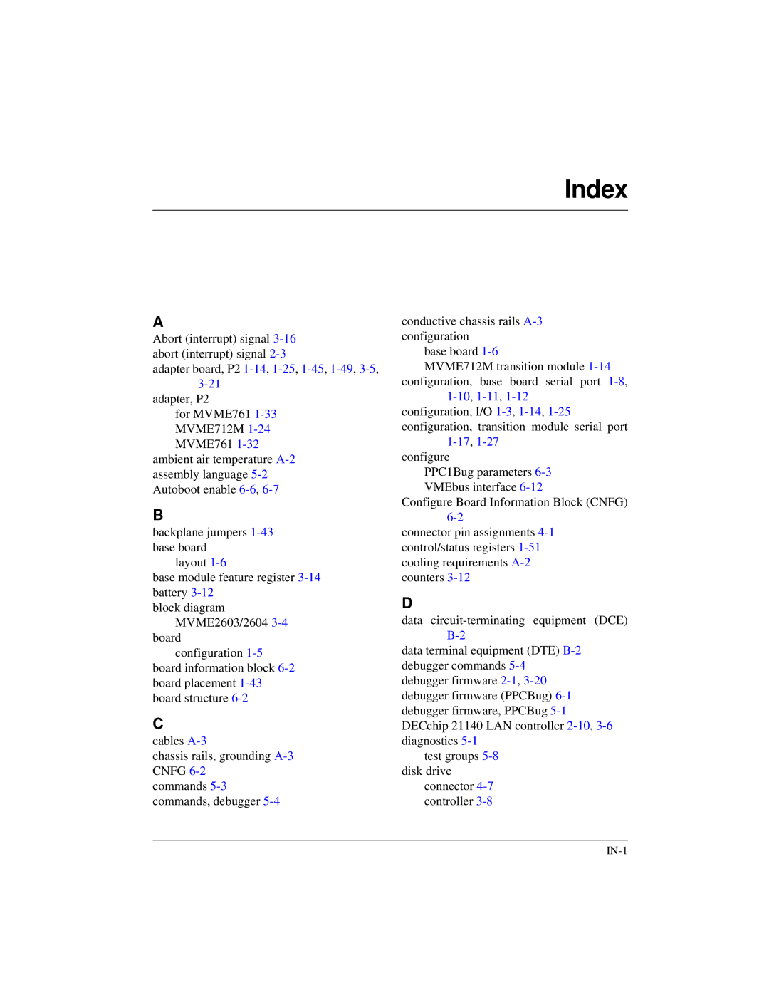 Motorola MVME2600 manual Index 