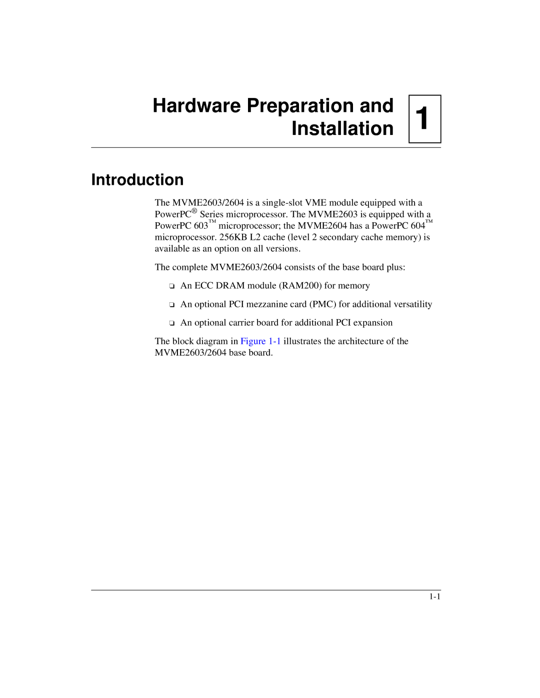 Motorola MVME2600 manual Hardware Preparation and Installation, Introduction 