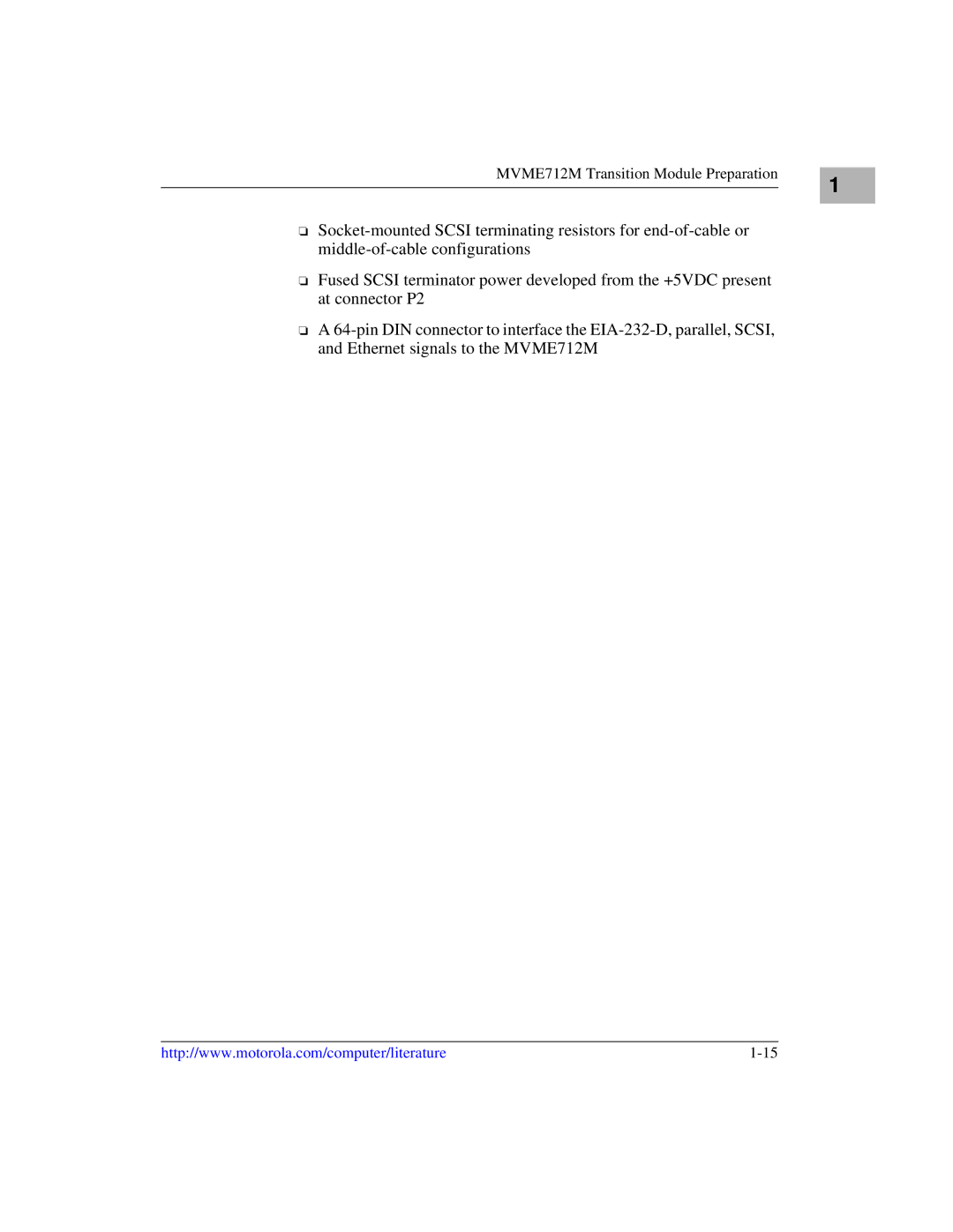 Motorola MVME2600 manual MVME712M Transition Module Preparation 