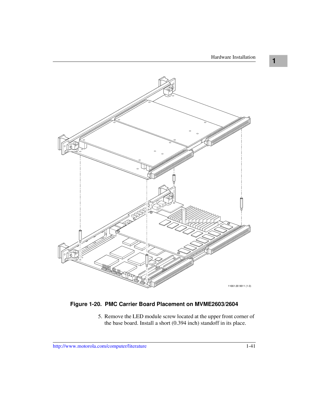 Motorola MVME2600 manual PMC Carrier Board Placement on MVME2603/2604 