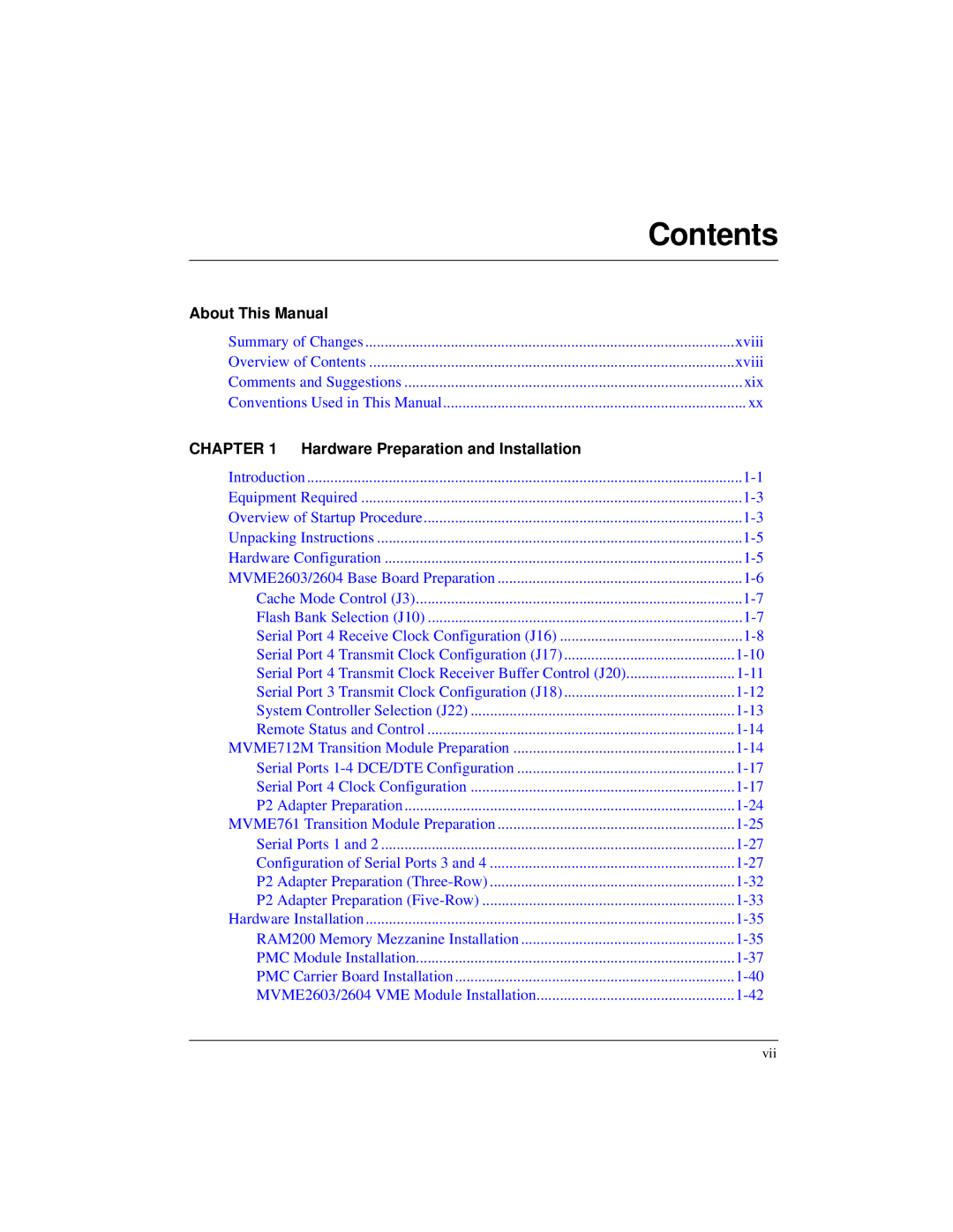 Motorola MVME2600 manual Contents 